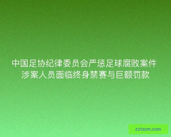 中国足协纪律委员会严惩足球腐败案件 涉案人员面临终身禁赛与巨额罚款